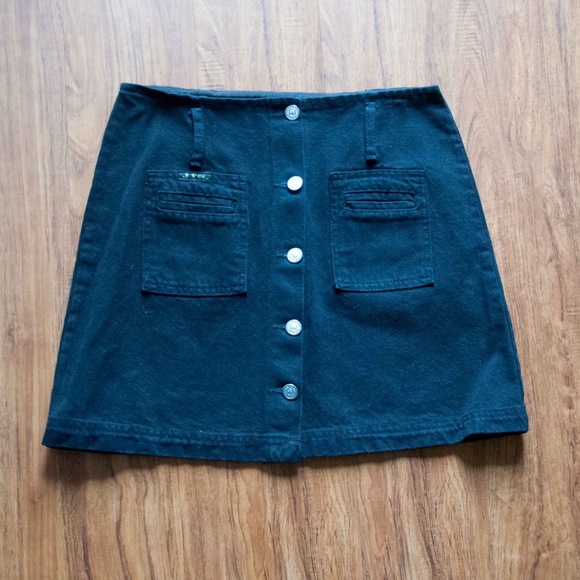 JTG 90's style Black Demin Button Up Skirt Sz 11 - Picture 1 of 6